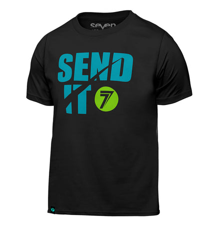 Youth Send-It Tee - Black/Cyan